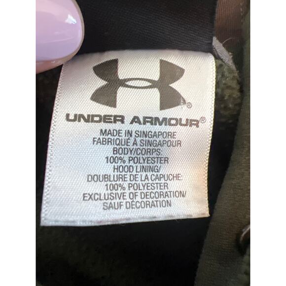 UNDER ARMOUR STORM LONG SLEEVE PULL OVER HOODIE ARMY GREEN AND CAMO SIZE SMALL - Picture 8 of 8